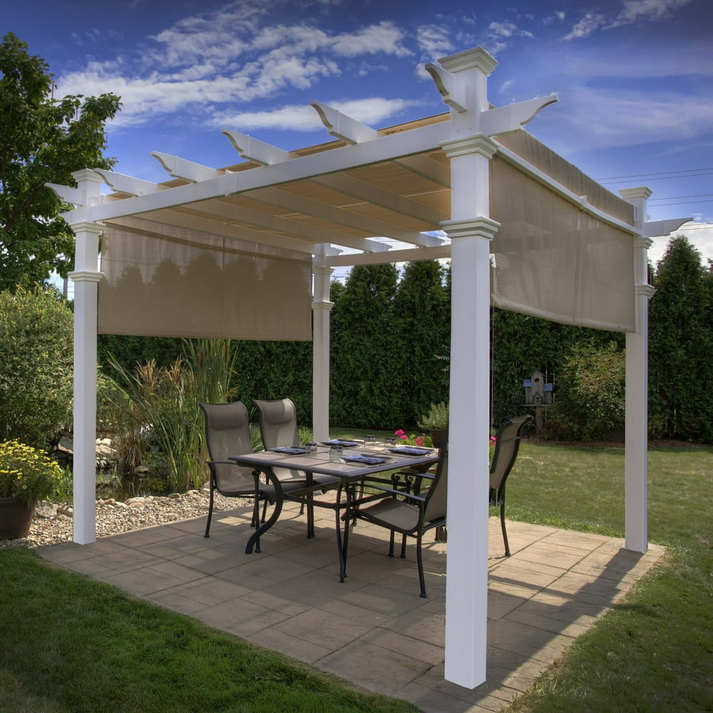 Vita 10' x 10' Malibu Shaded White Vinyl Pergola VA42057