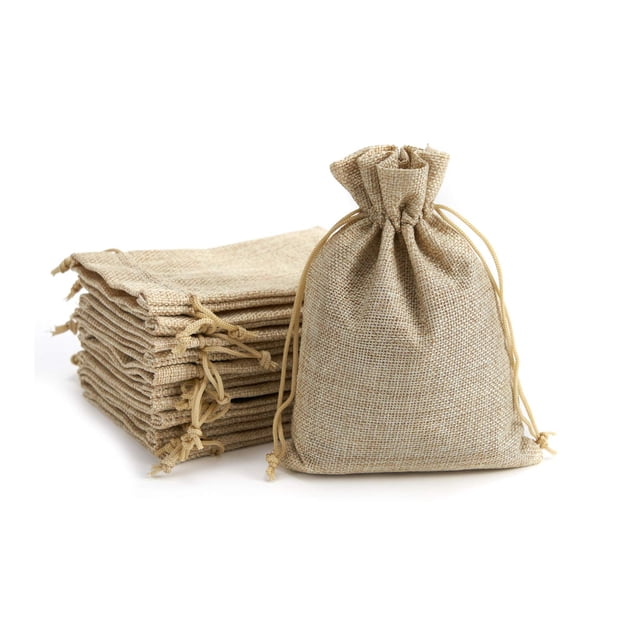 20 bolsas de regalo de arpillera de 4x6 pulgadas con cordón, sacos de lino reciclables para recuerdos de boda, manualidades DIY para fiestas