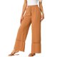 thumbnail image 4 of Pantalones de Pierna Ancha de Mujer INSPIRE CHIC con Cintura Elástica y Cordón Boho Palazzo con Bolsillos Talla S Naranja Polvoriento, 4 of 6