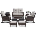 thumbnail image 3 of Opohoro 8-Piece Outdoor Patio Fire Pit Set with Gliding Loveseat and Flat Arm, 43" Fire Pit Table, Propane Tank Cover for Deck Backyard, 3 of 17