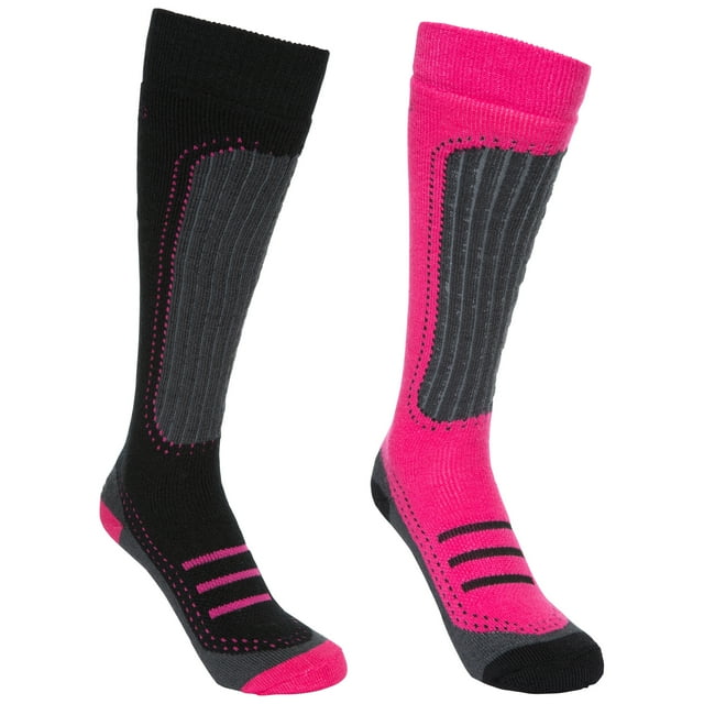 Trespass Chaussettes de Ski pour Femmes Longueur Plus Longue en Lot de 2 Paires Janus II