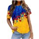 thumbnail image 5 of Fiudx Camisetas para Mujer Blusa Holgada Estampada con Cuello Redondo Retro de Manga Corta a La Moda para Mujer, 5 of 7