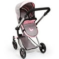 thumbnail image 5 of Bayer Design: Pram City Vario Stroller - Gray & Pink Butterfly - Accessory For Dolls Up To 20", Matching Shoulder Bag, Converts To Jogger, Kids 3+, 5 of 9