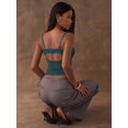 thumbnail image 2 of Teal Blue Lace Trim Spaghetti Strap Fitted Cropped Tank Top For Women, 2 of 8