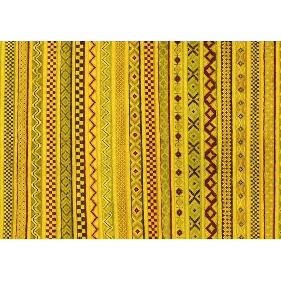 Ahgly Company Machine Washable Indoor Rectangle Abstract Yellow Modern Area Rugs, 3' x 5'