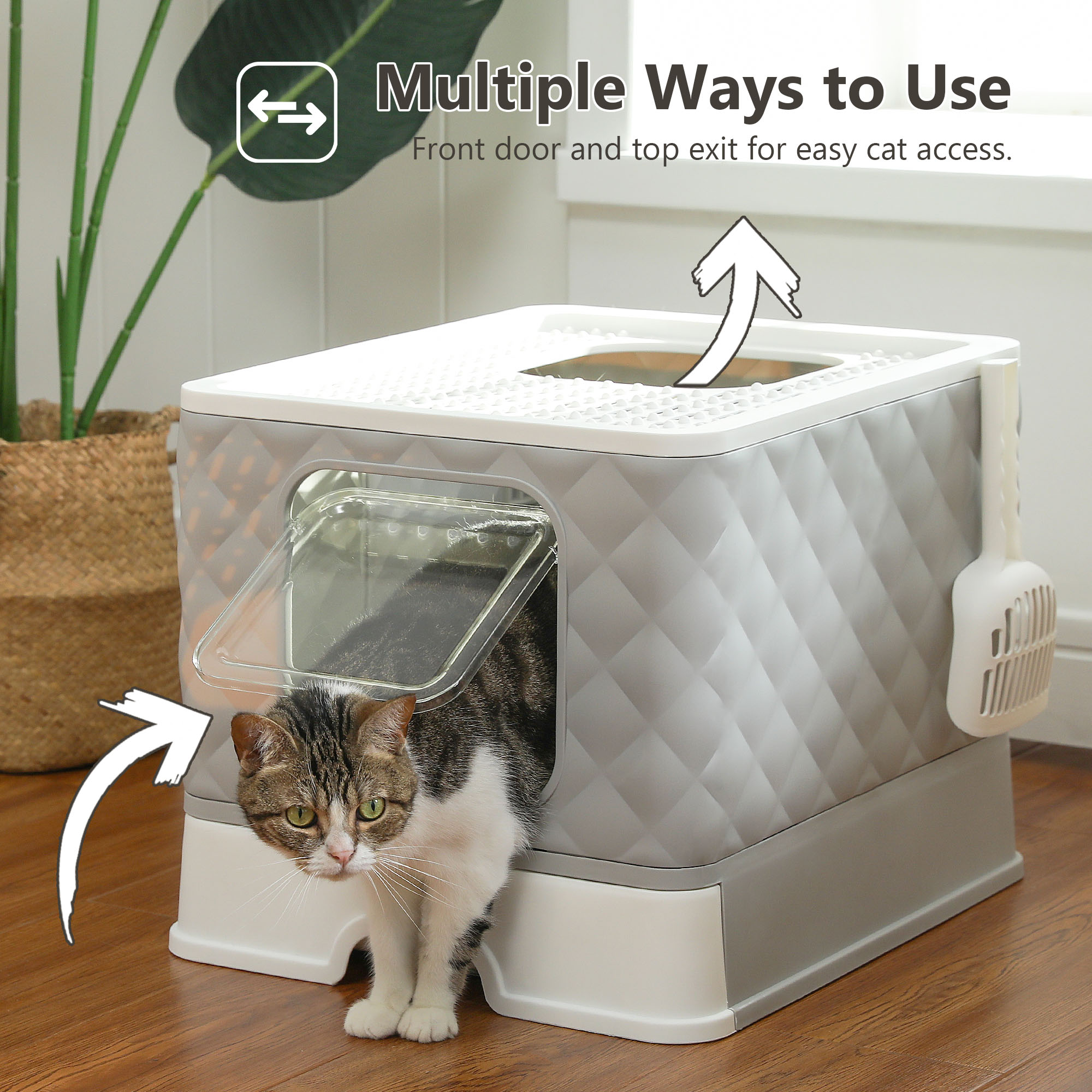 PAWZ Road Enclosed Cat Litter Box Large with Lid Drawer Type Easy to Clean,Gray - image 5 of 13