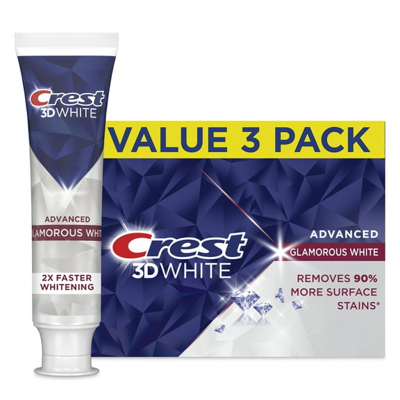 Crest 3D White Adv Glam White Whitening Toothpaste, 3.3 oz, 3 Pack
