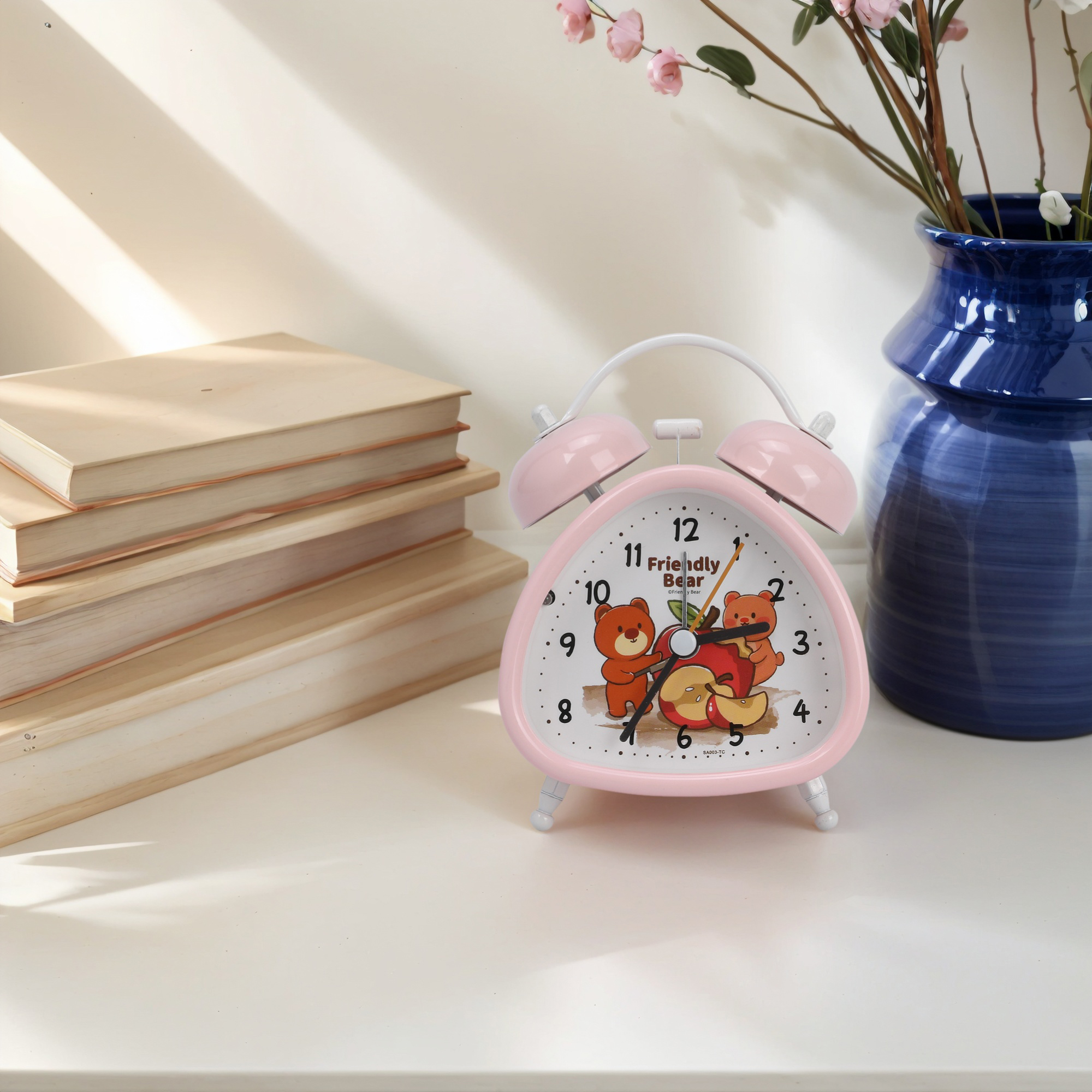 Unique Bargains Triangle Shape Alarm Clock Pink 4.4"L x 2.2"W x 3.4"H