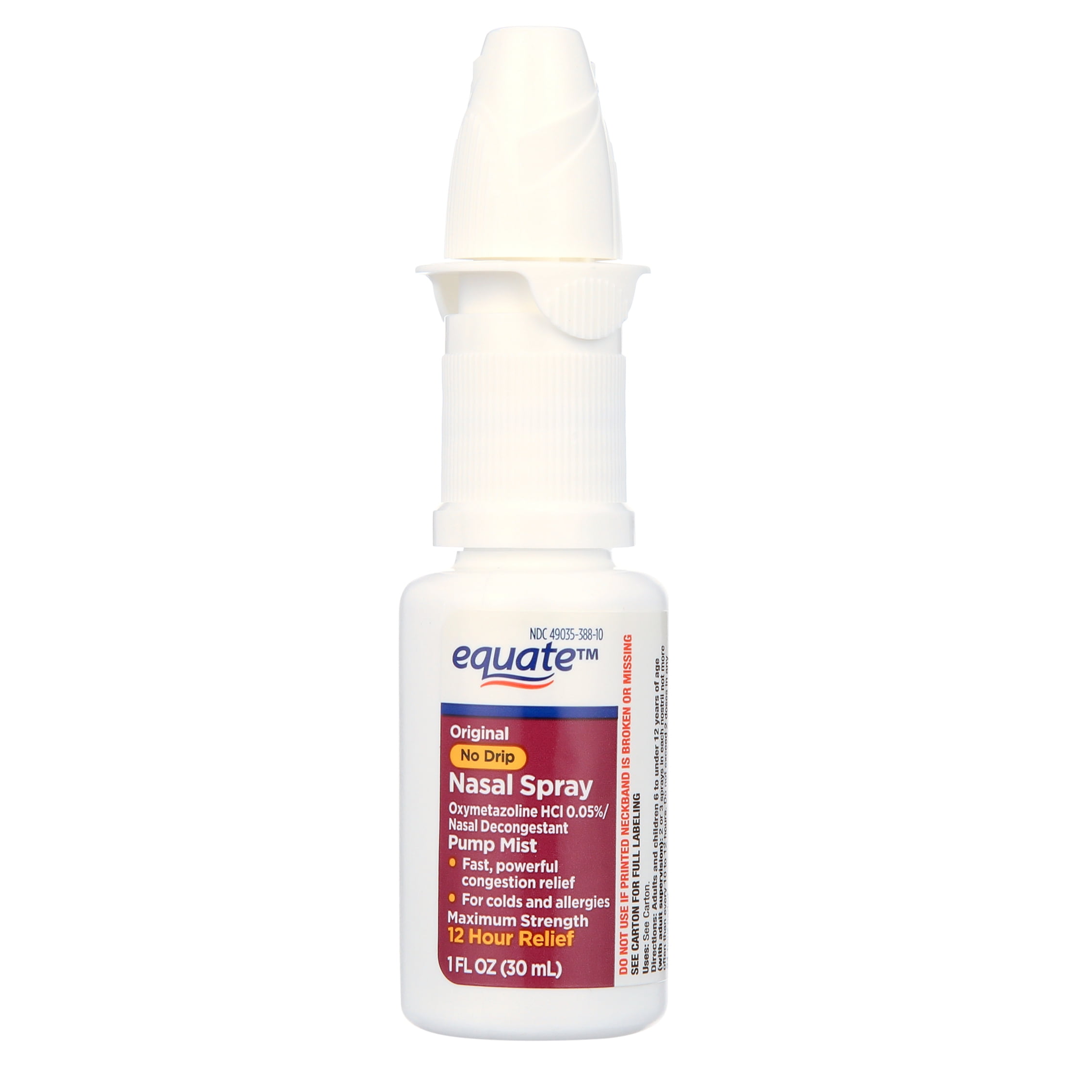 Equate No Drip Nasal Spray Pump Mist 12 Hour 1 fl oz