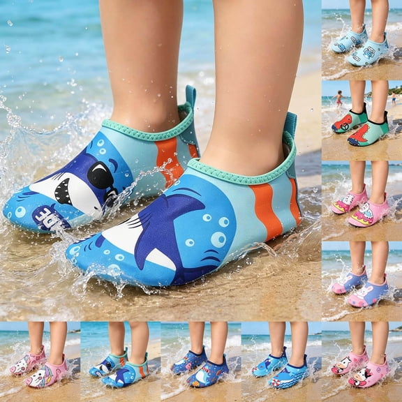 FUZHIQ Kids Boys Girls Low Cut Water Shoes Barefoot Aqua Socks Non- Quick Dry Stretchable Beach Pool Swim Toddler Sports Shoes,8-8.5 Years