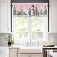 thumbnail image 3 of Winter Christmas Snowman Kitchen Curtains and Valances Set, Pink Xmas Tree Fox Squirrel Rod Pocket Window Valance 18 Inch Window Curtain Panels for Living Room Bedroom Laundry, 27.5x36in, 3 Pieces, 3 of 7