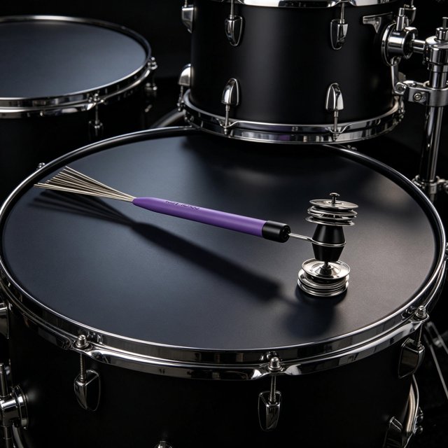 unbranded Cepillos De Batería Con Doble Cabezal Y Efectos Para Percusión Jazz Color Morado