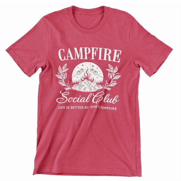 Campfire Social Club Graphic T-Shirt – Unisex Camping Outdoor Tee, Campfire Marshmallow Nature Shirt, Casual Crewneck Top