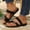 Black, variant on Women's Metal Buckle Toe-Loop Flat Slide Sandals, Two-Strap Slip-On Casual Sandals Versatile for All Occasions Brown 5.5