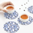 thumbnail image 4 of Leather Coasters with Heat-resistant for Drinks, seagulls blue -标题2 Round Shape, 4 of 5
