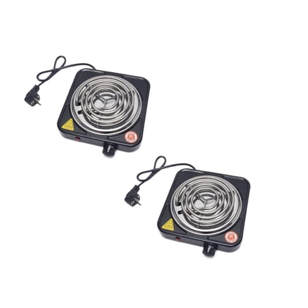 2Pcs Burner Cooktop Compact And Portable Adjustable Temperature Hot Plate 1000（W） Stainless Barbecue Grills