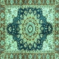 thumbnail image 1 of Ahgly Company Indoor Square Geometric Turquoise Blue Traditional Area Rugs, 6' Square, 1 of 4