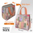 thumbnail image 3 of Pioneer Flower Floral Print Pattern Insulated Lunch Bag for Women & Adults,Large Portable Soft Cooler Lunch Bag,Thermal Food Storage Tote with Pearl Cotton,8.66L,8.75x5.75x9.5 Inch, 3 of 6