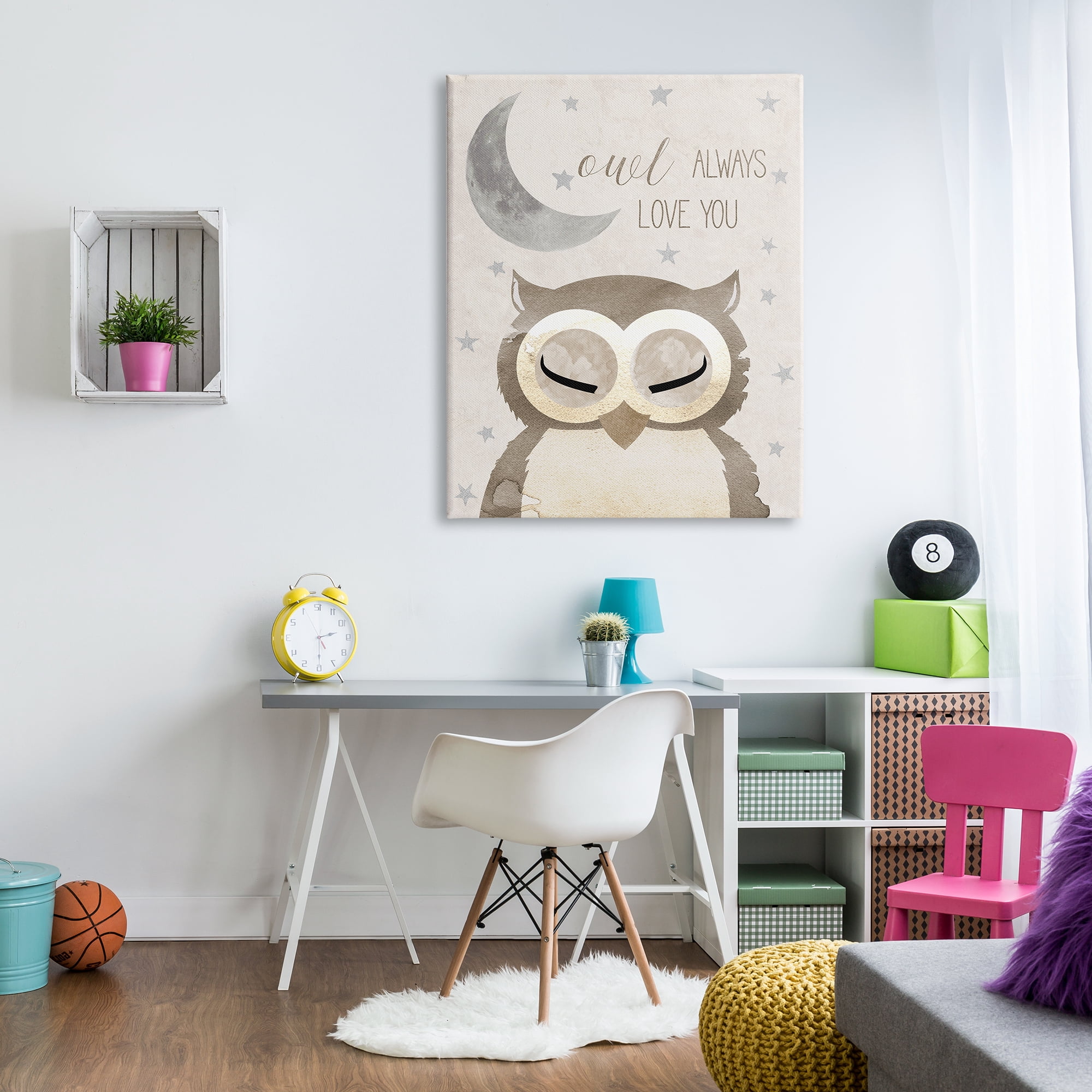 Stupell Industries Owl Always Love You Pun Landscape Painting Gallery Wrapped Canvas Art Print Wall Art, 36 x 48