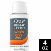 Dove Men+Care Whole Body Deo Aluminum-Free Deodorant Spray Shea Butter + Cedar with Vitamin E - 4 oz