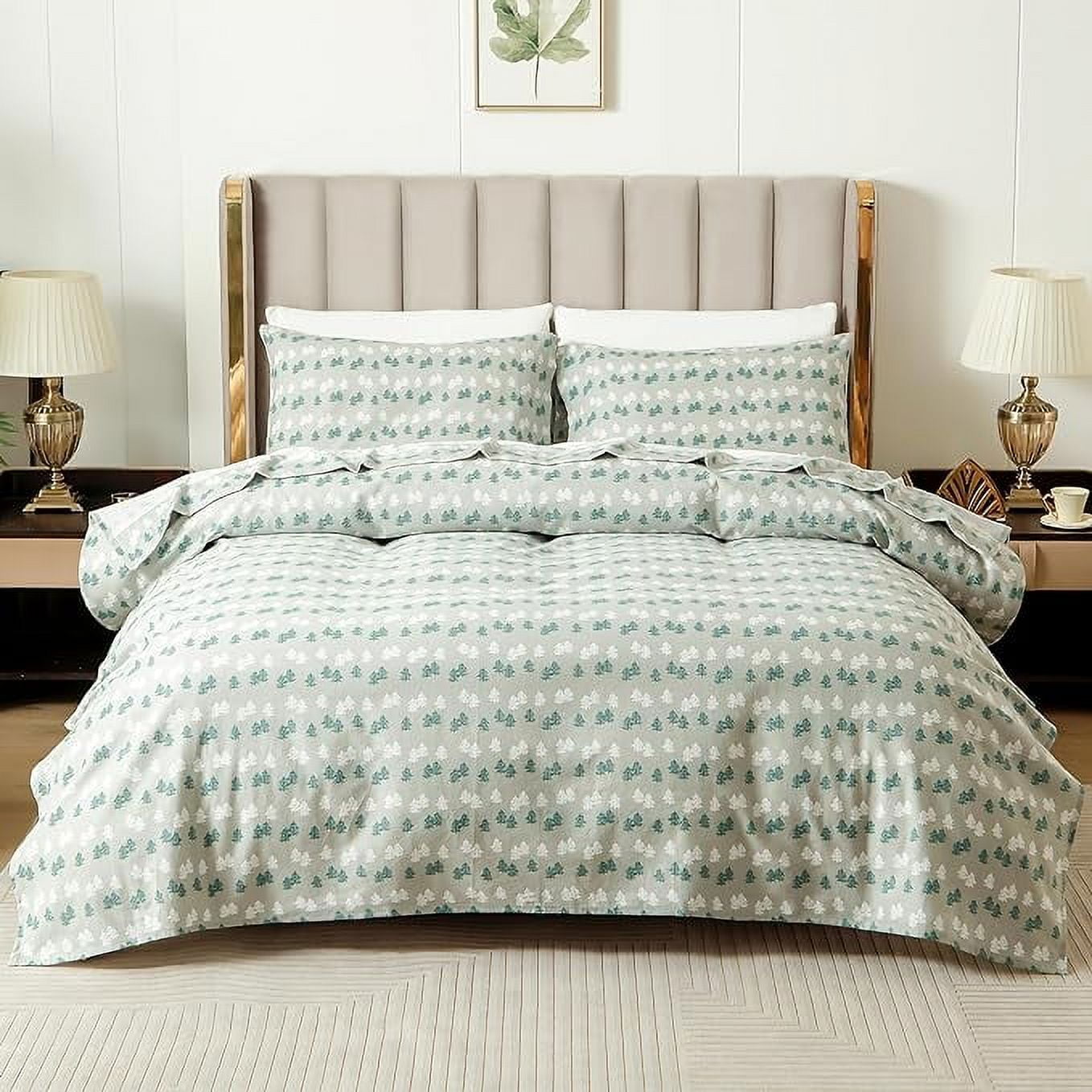 Elegant Comfort - 4 PIECE Holiday Christmas Flannel Cotton Sheet Set, Deep Pocket Fitted - King, Double Tree