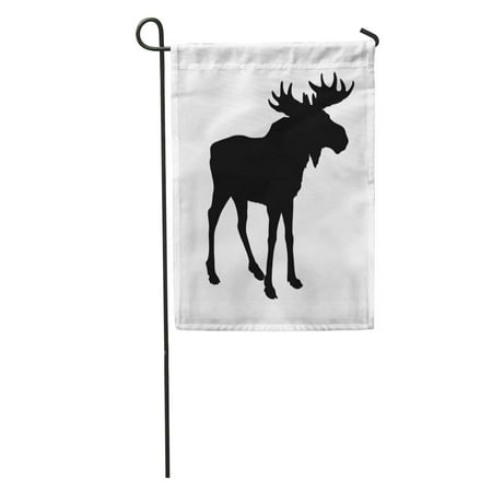 SIDONKU Canada Silhouette Moose on Alaska Hunting Bull Drawing Outline Garden Flag Decorative Flag House Banner 12x18