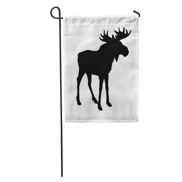 JSDART Canada Silhouette Moose on Alaska Hunting Bull Drawing Outline Garden Flag Decorative Flag House Banner 12x18 inch