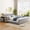Gray, variant on Full Size Velvet Upholstered Grounded Bed, Wooden Mother & Child Bed with Bedside Desk and Round Stool, Floor Platform Bed for Kids Adults Bedroom, Pink