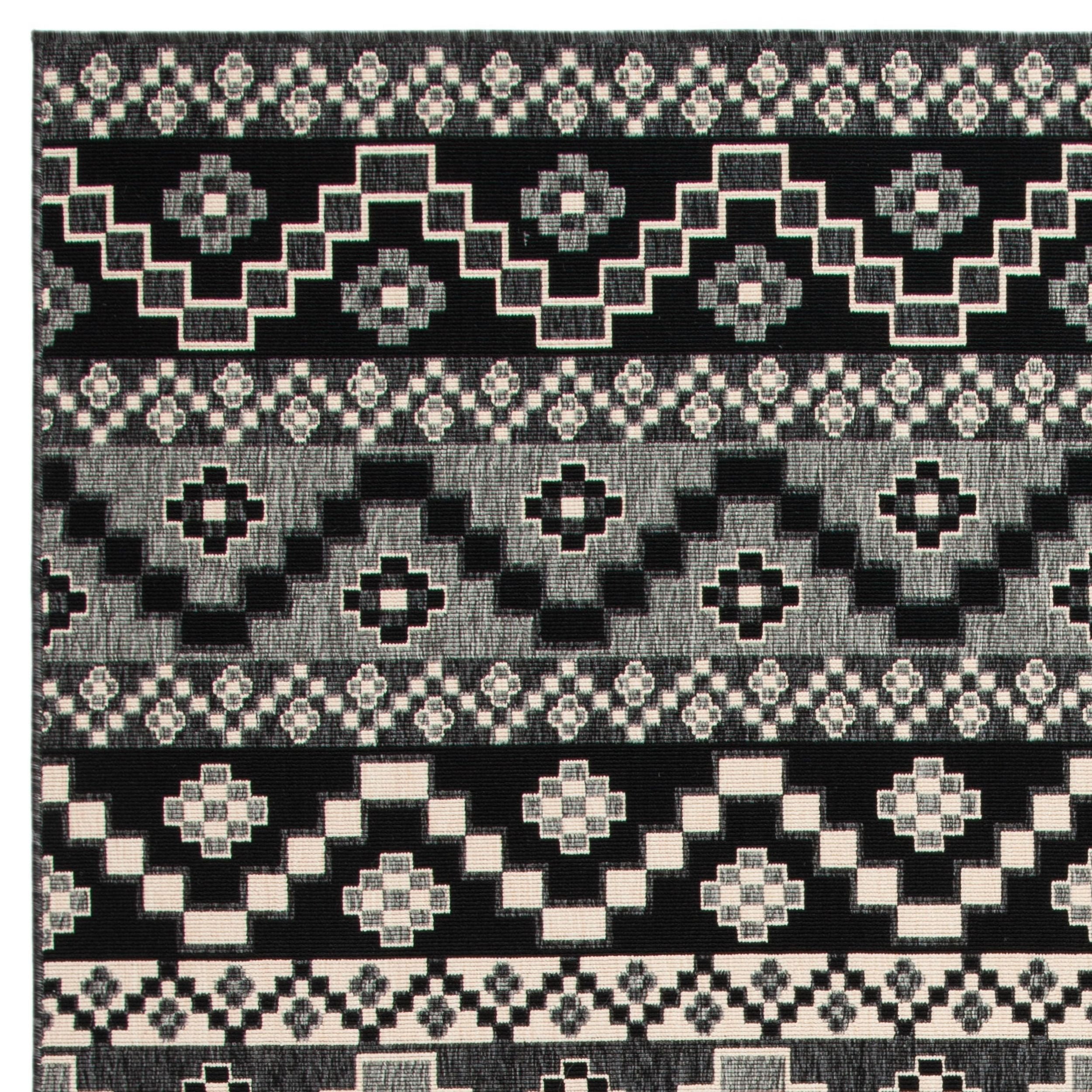 SAFAVIEH Veranda Luwig Southwestern Indoor/Outdoor Area Rug, 8' x 11', Black/Beige