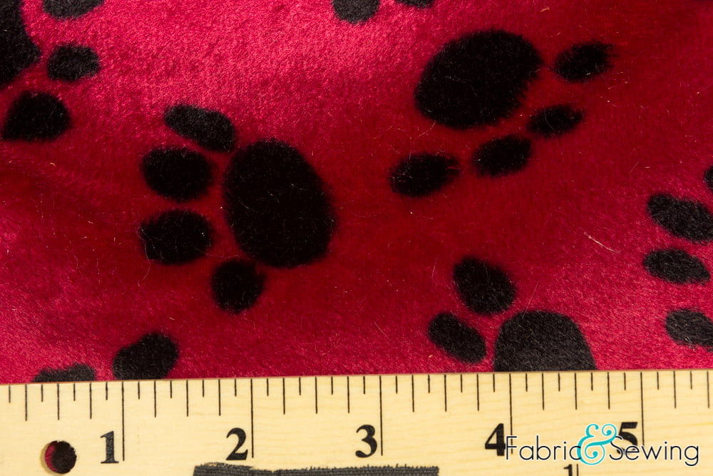 VELBOA FAUX FUR RED DOG PAW ANIMAL PRINT FABRIC 60" SEWING POLY BY THE YARD 