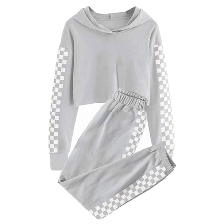 Alvivi Kids Girls Casual Tracksuit Long Sleeve Pullover Hoodies Top with Cargo Sweatpants Outfit Grey 7-8