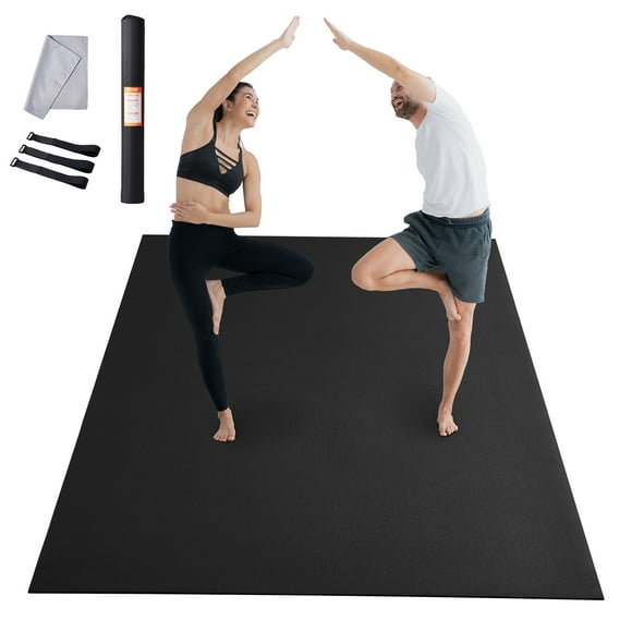 VEVOR Exercise Mat, Non Slip High Density Premium Yoga Mat, Exercise Yoga Mat for Men Women, Fitness & Exercise Mat with Bag & Carry Strap, for All Types of Home Yoga, Pilate & Floor Workout (12x6ft)