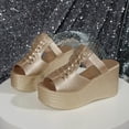 thumbnail image 5 of Xucatan Thick Sole Sandals for Women, Punk Style Crisscross Strap Shoes, Platform Wedge Heel Footwear for Daily Summer Wear Gift, 5 of 9