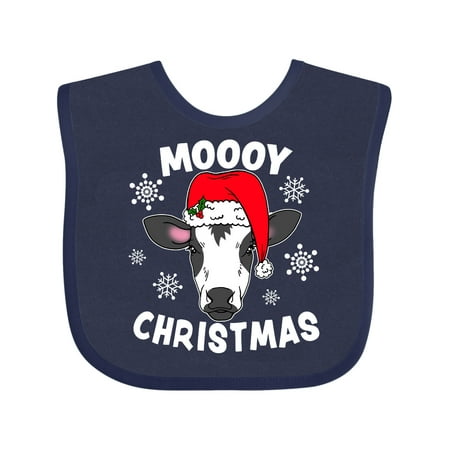 

Inktastic Moooy Christmas with Cute Holstein Cow and Snowflakes Gift Baby Boy or Baby Girl Bib