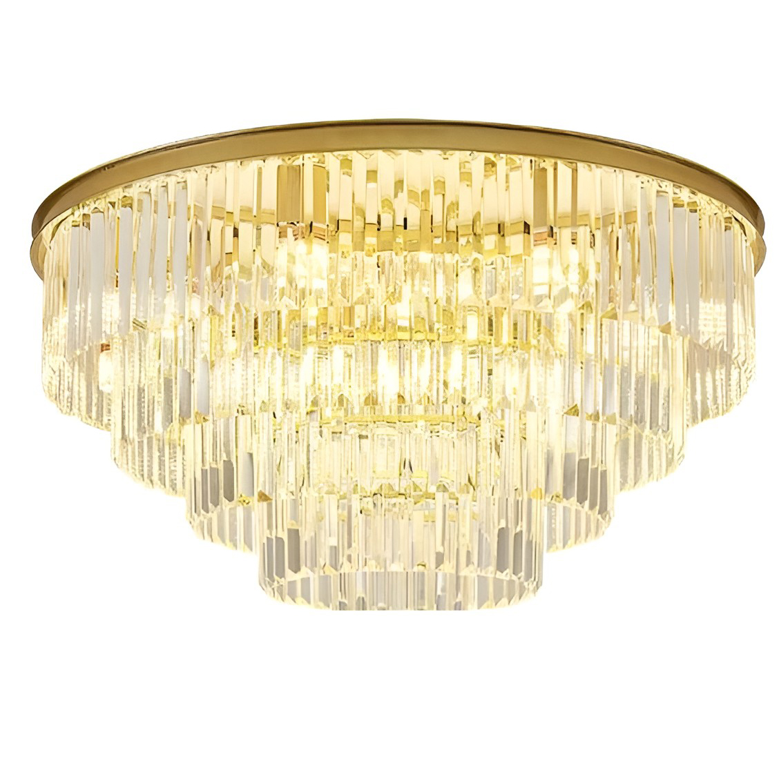 FINE MAKER 4 Tier Crystal Ceiling Light Gold Metal Finish 10 Light