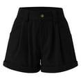 thumbnail image 4 of Baqcunre Ladies High Waisted Solid Color Corduroy Loose Shorts,Color Black,Size M-3XL, 4 of 7