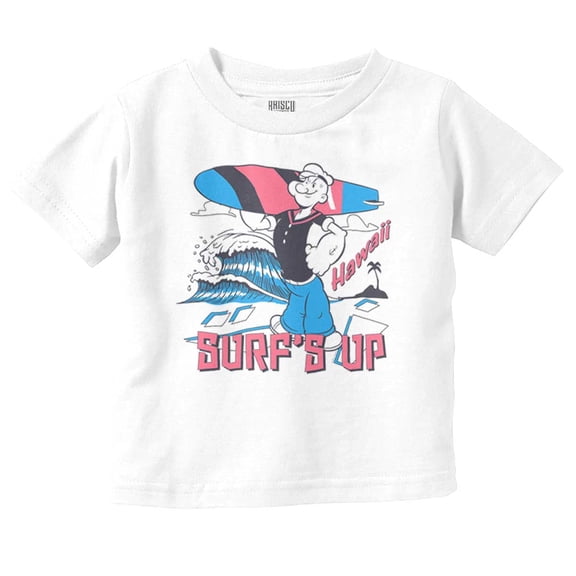 Popeye Surf's Up Hawaii Cartoon Toddler Boy Girl T Shirt Infant Toddler Brisco Brands 6M
