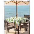 thumbnail image 3 of Outdoor Tablecloth with Umbrella Hole for Patio/Picnic/Party/Camping, Green Lemons Waterproof Table Cloth Square Cover Washable, Summer Watercolor Blue Bow on Fruits (54"x 54"), 3 of 9