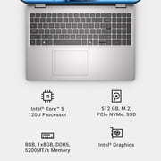 Dell 16” Laptop, Intel® Core™ 5, 8GB, 512GB, FHD+ Touch, Silver Metal, Backlit Keyboard