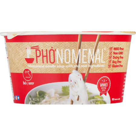 Pho nomenal Style On-The-Go Instant Beef Noodle Pho Soup  2.1 oz [Pack of 6]