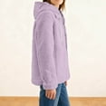 thumbnail image 7 of Womens Fuzzy Jacket with Hood Plush Fleece Warm Winter Outerwear Coat Drawstring Hooded Sweatshirt Cardigans (XL, Purple), 7 of 7