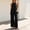 Black, variant on Womens Cotton Linen 2 Piece Outfits Halter Neck Sleeveless Side Split Top and Wide Leg Pants Set Casual Beach Travel Sets