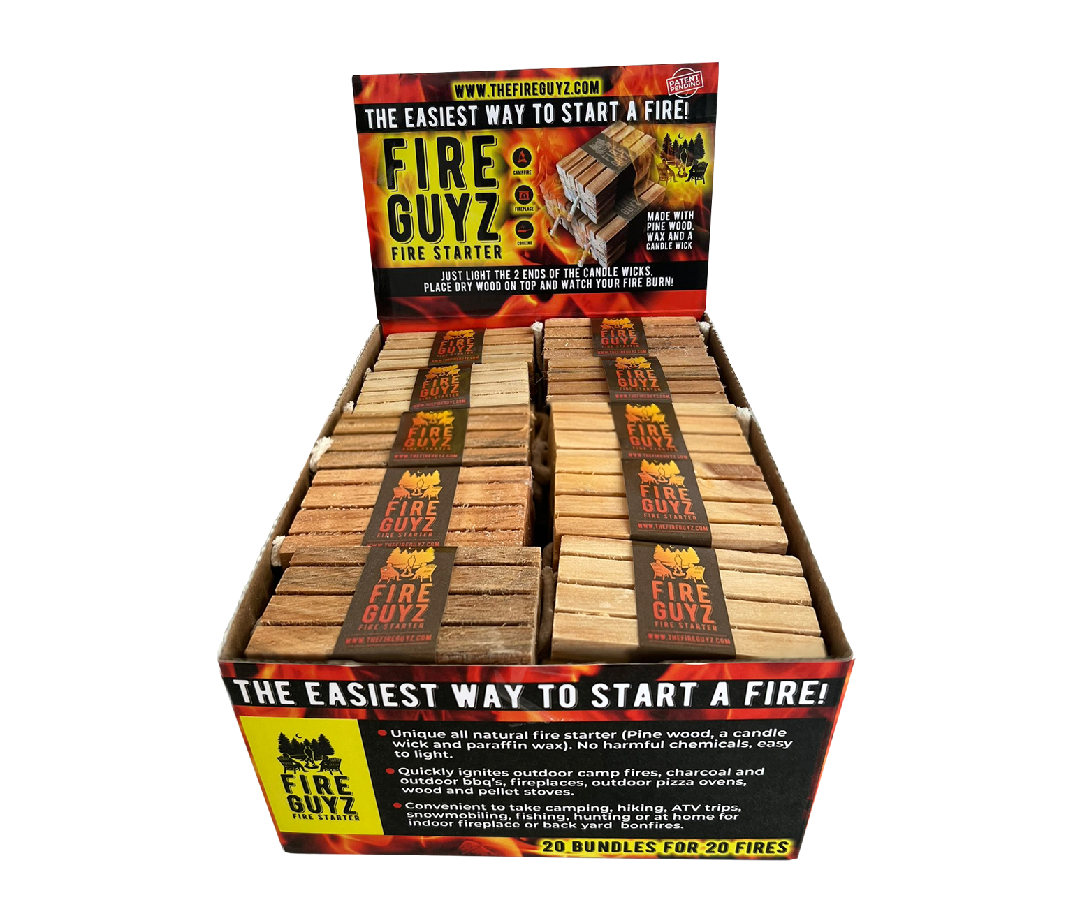 Fire Guyz 20 Pack Fire Starter, 8.5 in x6.1 in x3.4 in