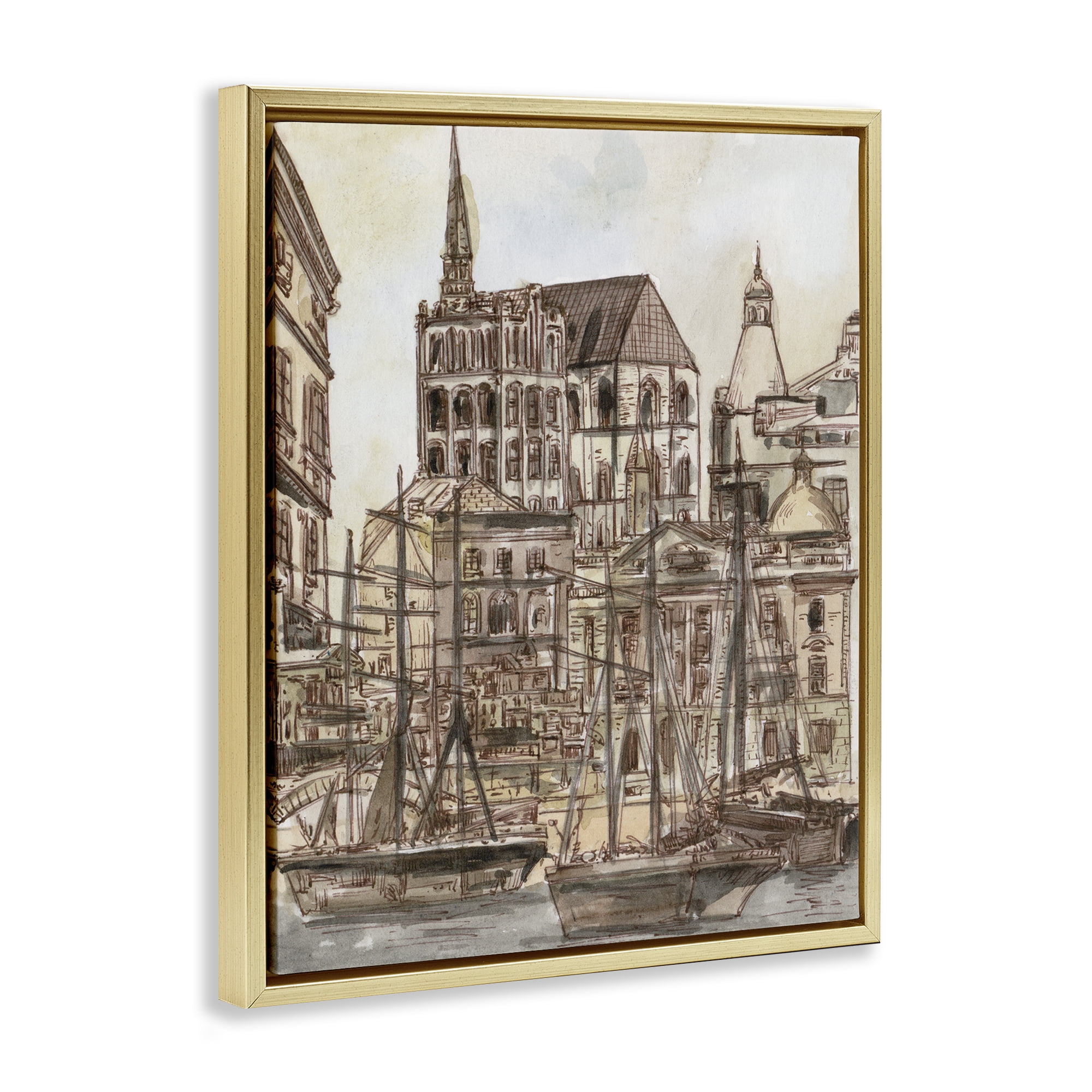 Stupell Industries Harbor of Salted Remnants Gold Framed Floater Canvas Wall Art, design by Melissa Wang