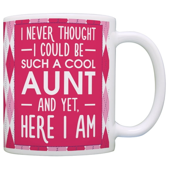 ThisWear Mother's Day Gift for Aunt Never Thought I Could be such a Cool Aunt 11 ounce Coffee Mug Argyle