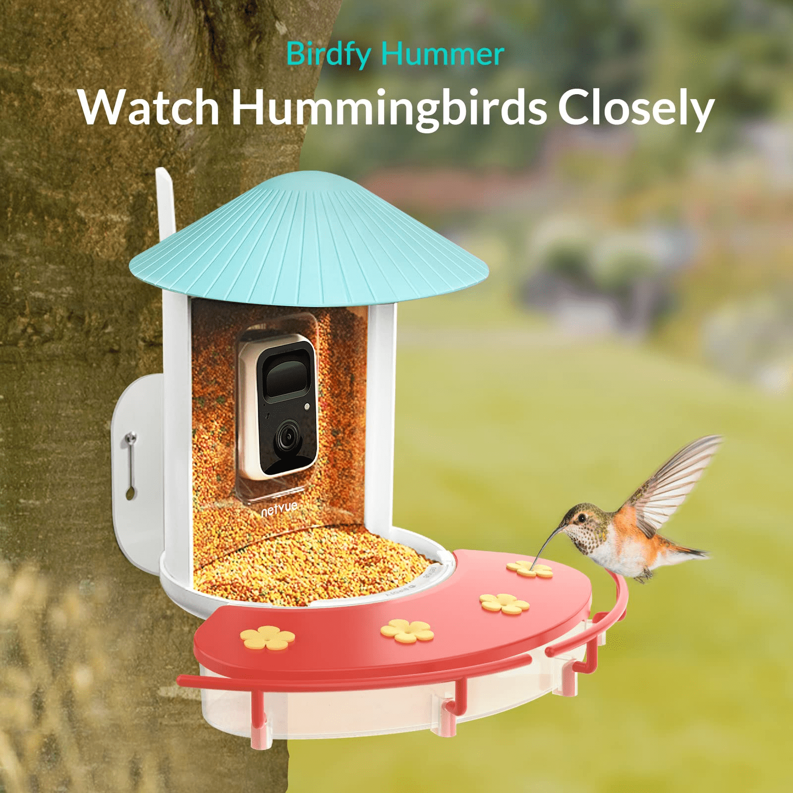 NETVUE Birdfy Add-ons, Hummingbird Feeder Extension, 18.3 oz Hummingbird Feeders Perch Easy Filling & Easy Cleaning