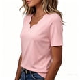 thumbnail image 6 of Tqcoqu Womens Summer Tops,V Neck Short Sleeve Shirts Dressy Casual Tunic Blouses Spring Fashion,Pink Women's S-XXXL, 6 of 8