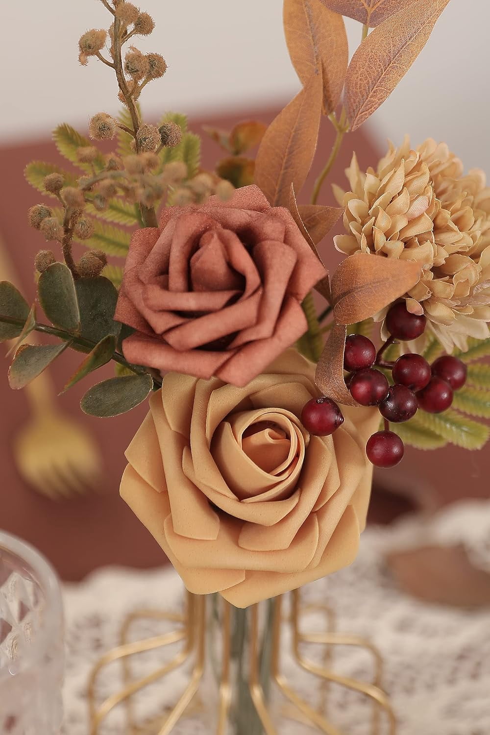 Artificial Flowers Combo Box Set Silk Flowers Fake Rose for DIY Floral Arrangements Wedding Bouquets Centerpieces Baby Shower Party Home Decorations（Nude Color）