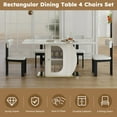 thumbnail image 5 of 5-Piece Dining Table Set, 63" Charred Stone Kitchen Table Set with Glass Storage Cabinets and 4 Velvet Chairs, Dining Room Table Set with Golden Base, Black, 5 of 6
