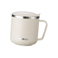 thumbnail image 1 of Tazas de café de acero inoxidable con tapa y asa, taza de café reutilizable con aislamiento térmico, taza de agua del té para barbacoa, pesca, viaje, Beige Soledad Taza de café, 1 of 9